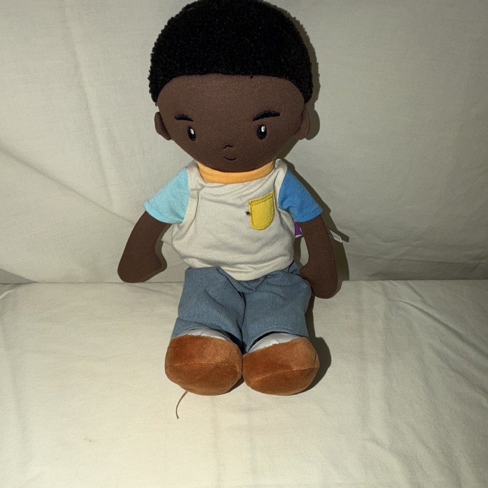 GiggleScape Boy Plush Doll Soft Brown Blue/White Shirt Jeans MPN F428605 2025